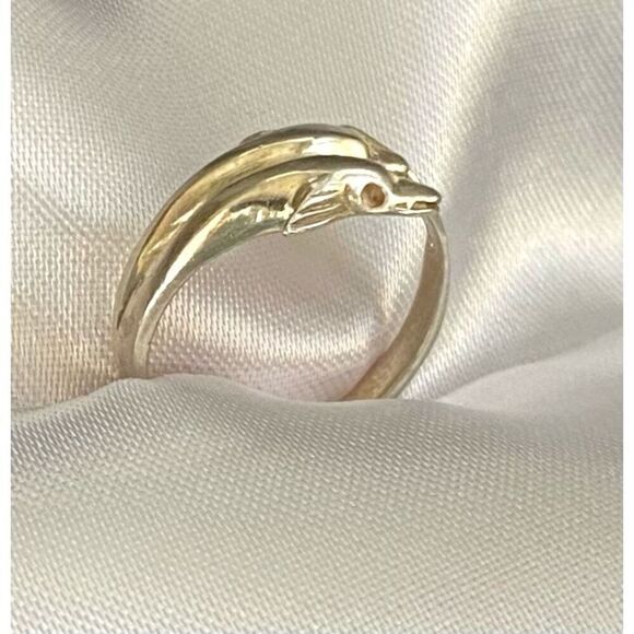 HD# Dolphins at Play Sterling 925 Silver Ring Sz 5 1/2 - Picture 2 of 6